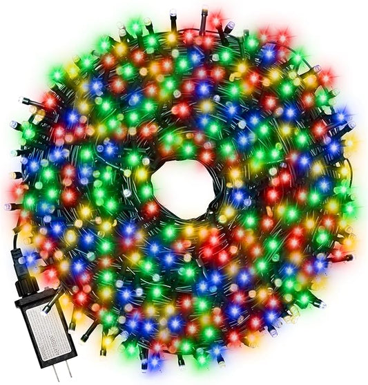 Christmas Light 100 LEDs 41ft Green Cable Wire Fairy String Twinkle Lights Plug in 12 Modes for Xmas Tree, Party, Indoor,Outdoor, Garden, Wedding, Home Decoration (Multi Color)