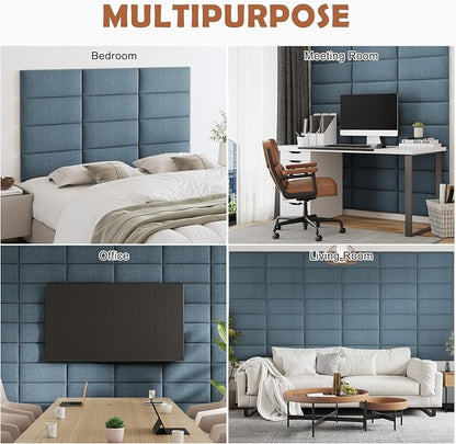 IFNOW Upholstered Wall Mounted Peel and Stick King Size Headboard, Soundproof - Image 5