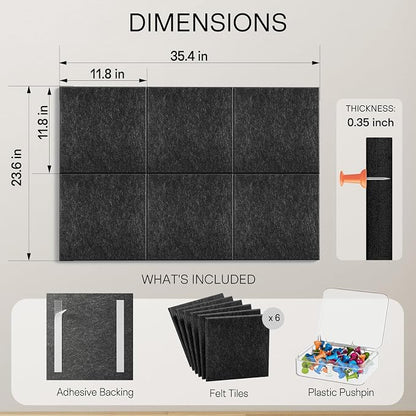 MaxGear Large Cork Board for Wall 36" x 24", Dark Gray Bulletin Board, 6 Pack - Image 4