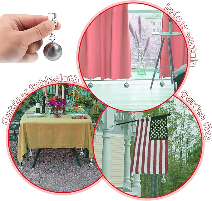 16 Pack Heavy Duty Curtain Weights, Heavy Weights for Outdoor Curtains of Pergola Patio Gazebo Cabana, Stainless Steel Weight Clip Down Curtain, Garden Flag, Shower Curtain, Tablecloth