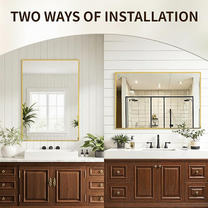 FICTOR Bathroom Vanity Mirror-Gold, 36x24 Inch, Shatterproof & Anti-Rust - Image 3