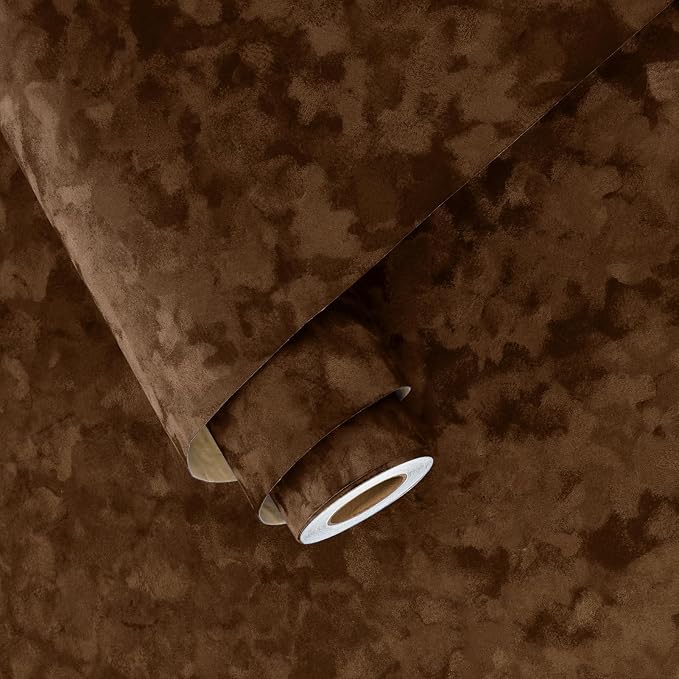 Wallercity Brown Velvet Drawer Liner Self Adhesive Velvet Fabric Wallpaper Peel by Wallercity