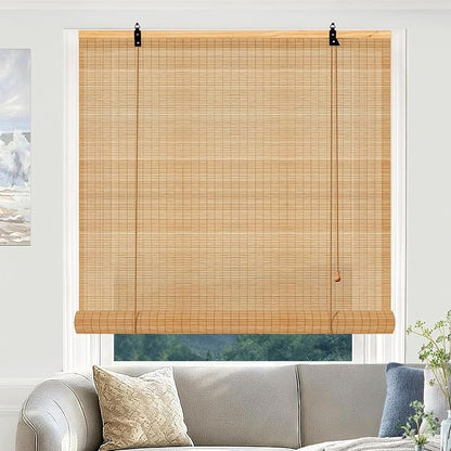 Bamboo Roman Shades, 24Wx72L Roll Up Bamboo Blind Privacy Shade by Vteyeya