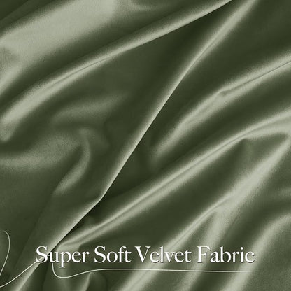 NICETOWN Sage Green Velvet Curtains 90 inches Long 2 Panels, Semi Room - Image 3