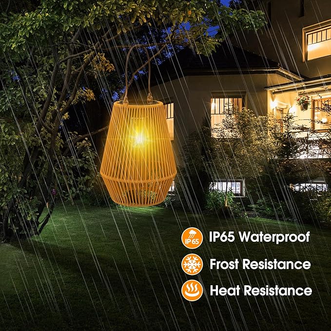 Solar Lanterns, KagoLing Solar Lights Outdoor Waterproof Solar Lights for Outside Hanging Solar Lantern Solar Table Lamp Lights Decoration for Garden,Yard,Patio,Porch,Trees,Lawn,Pathway, 2 Pack