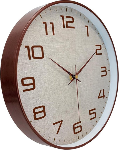 Woodgrain Wall Clock, Silent Non-Ticking Battery Operated Clock 10 Inch by MABPEDO