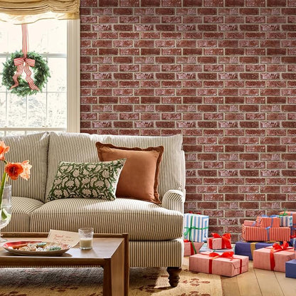 COMSTICKC 3D Red Brick Wall Panels Peel and Stick Tiles, Small Size Thin PVC - Image 6