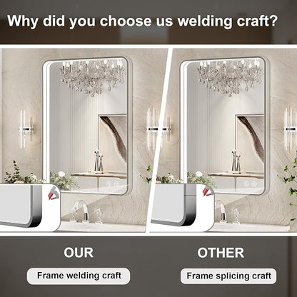 40x30 Inch LED Mirror for Bathroom, Brushed Sliver Metal Frame Lighted Vanity - Image 6
