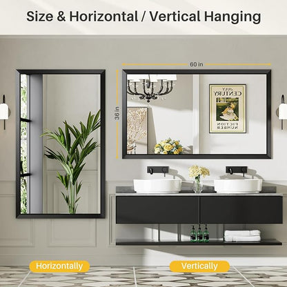 Briivue 60x36 Inch Black Bathroom Mirror - Image 5