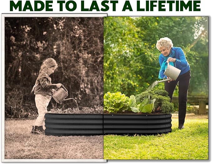 Galvanized Raised Garden Beds Outdoor // 6×3×1 ft Planter Raised Beds for Gardening, Vegetables, Flowers // Large Metal Garden Box // Patented Tool-Free Design (Black)