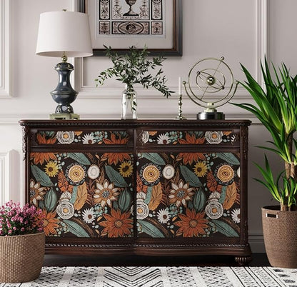 Boho Floral Wallpaper Peel and Stick, Vintage Botanical Contact Paper 17.5" x - Image 2