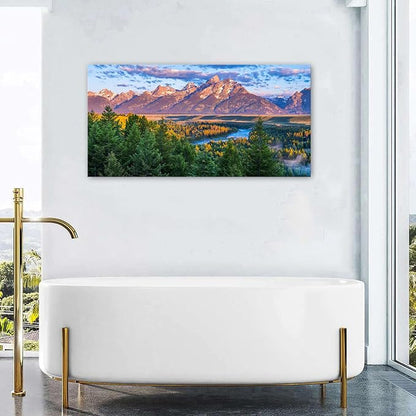 AIYISU Grand Teton Mountain Wall Art Sunset Nature National Park Posters Oxbow - Image 5