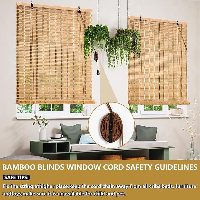 28x48 Inch Bamboo Blinds for Interior Windows, Light-Filtering & Privacy - Image 4