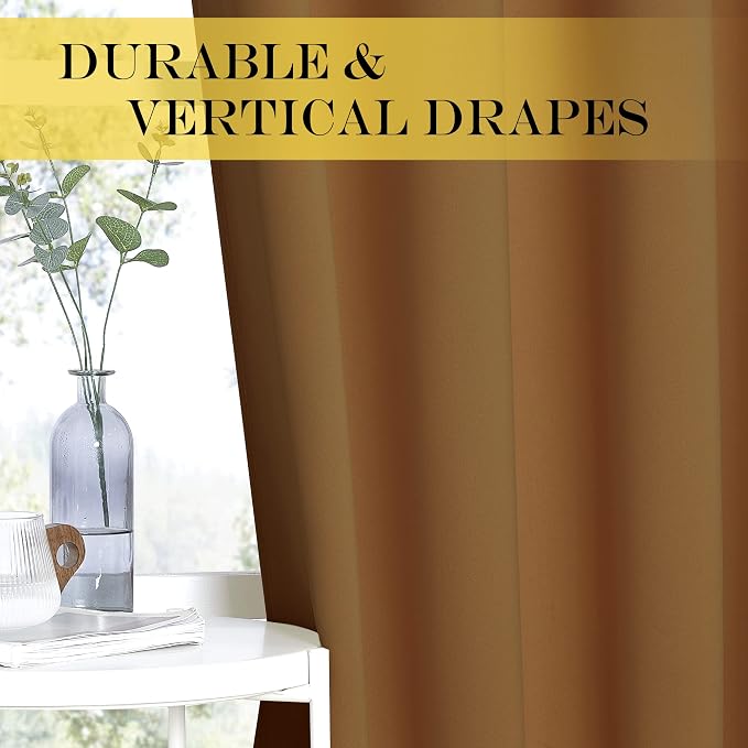 NICETOWN Gold Brown Blackout Curtains - Image 4