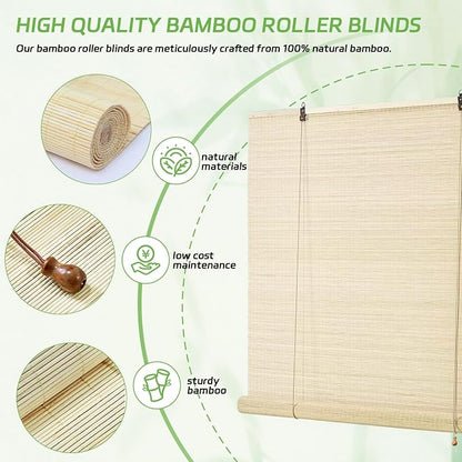 Bamboo Roman Shades, 24Wx72L Roll Up Bamboo Blind Privacy Shade - Image 4