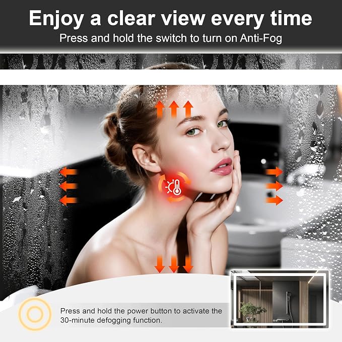 Led Mirror for Bathroom, 30x50 Bathroom Vanity Mirror for Wall - Image 7