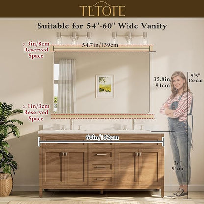 TETOTE 55 x 36 inch Brushed Nickel Mirror - Image 8
