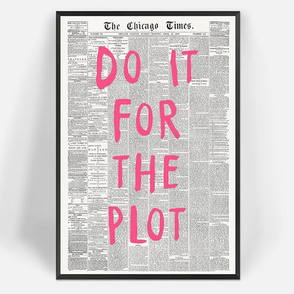 Liyark Retro Black And White Chicago Newspaper Poster Pink Trendy Preppy by Liyark