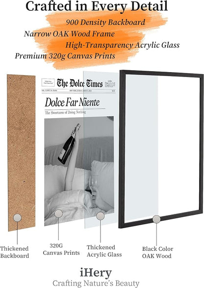 iHery Premium Small 8x10in Natural Black OAK Wood Dolce Far Niente Framed Wall - Image 5