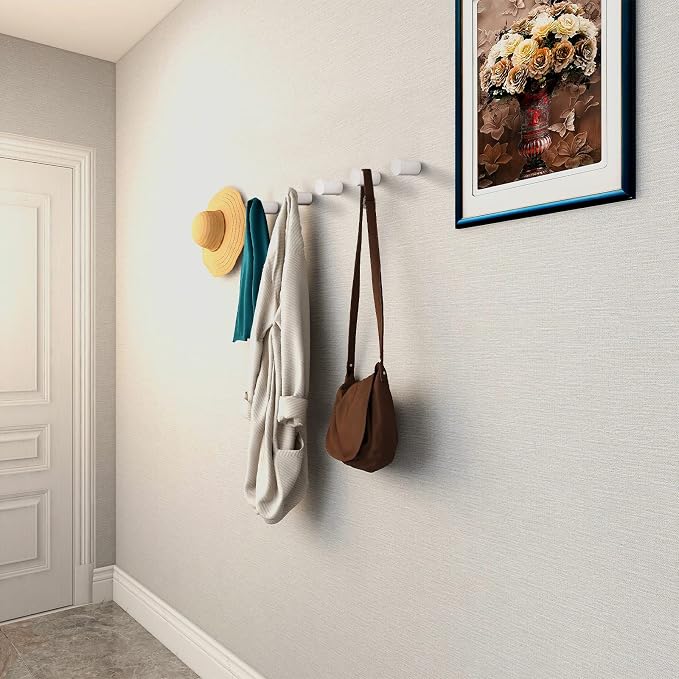 bsdonte 12 Pack Wood Wall Hooks, Modern Decorative Coat Hooks Wall Mounted - Image 2