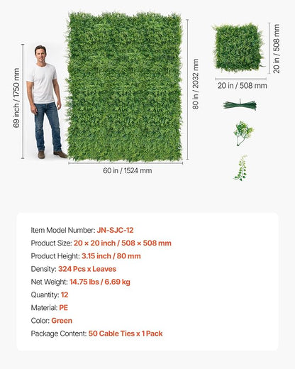 VEVOR Artificial Plant Wall, Sun Protection Greenery Backdrop Privacy Hedge - Image 7