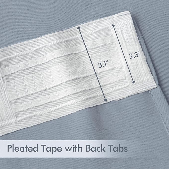 MIULEE Light Blue Back Tab Blackout Curtains 120 Inch Long 2 Panels Set - Image 4