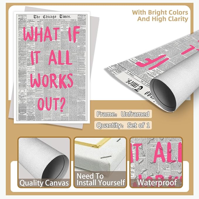Liyark Retro Trendy Newspaper Canvas Wall Art - Image 2
