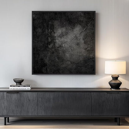 Framed Black Abstract Wall Art, Modern Canvas Prints Paintings Artwork by Cuspin