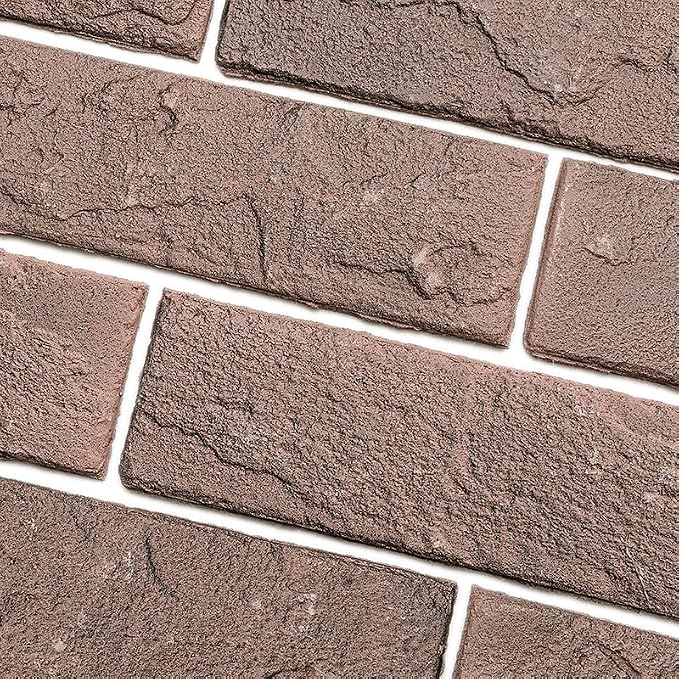2 Red/Brown Thin Brick Wall Tiles, Clay Manufactured Faux Brick Veneers by TORURAL
