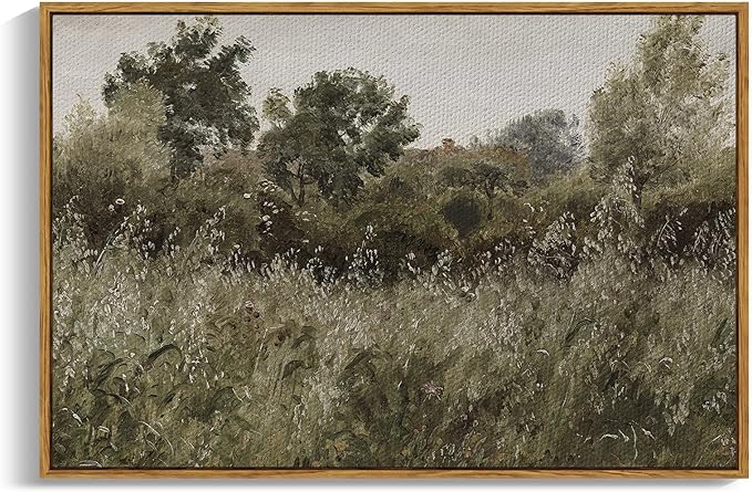 InSimSea Framed Canvas Wall Art, Countryside Field Modern Farmhouse Decor by InSimSeaArt
