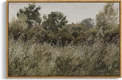 InSimSea Framed Canvas Wall Art, Countryside Field Modern Farmhouse Decor by InSimSeaArt