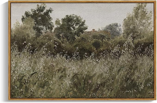 InSimSea Framed Canvas Wall Art, Countryside Field Modern Farmhouse Decor by InSimSeaArt