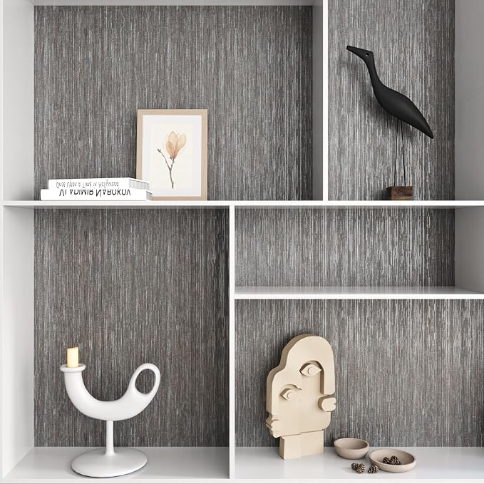 VEELIKE Lustre Brown Grasscloth Peel and Stick Wallpaper Textured Grasscloth - Image 7