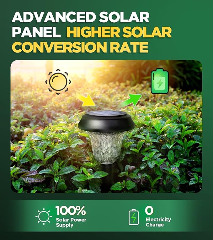 10 Pack Ultra Bright Solar Lights Outdoor Waterproof, from Dusk to Dawn Up to 12H Solar Light for Outside, Auto On/Off Solar Powered Garden Pathway Lights, Landscape Lighting (Cold White)