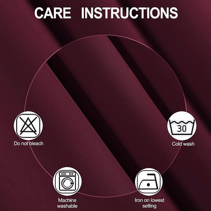 LEMOMO Blackout Curtains 52 x 45 inch/Burgundy Red Curtains Set of 2 - Image 4