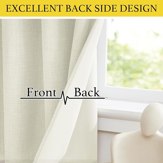 NICETOWN Natural Linen Room Darkening Curtain Valances for, Grommet Faux Linen - Image 5