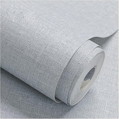 Fabric Peel and Stick Wallpaper Gray Faux Grasscloth Wall Paper Self-Adhesive by HellKitWallpaper