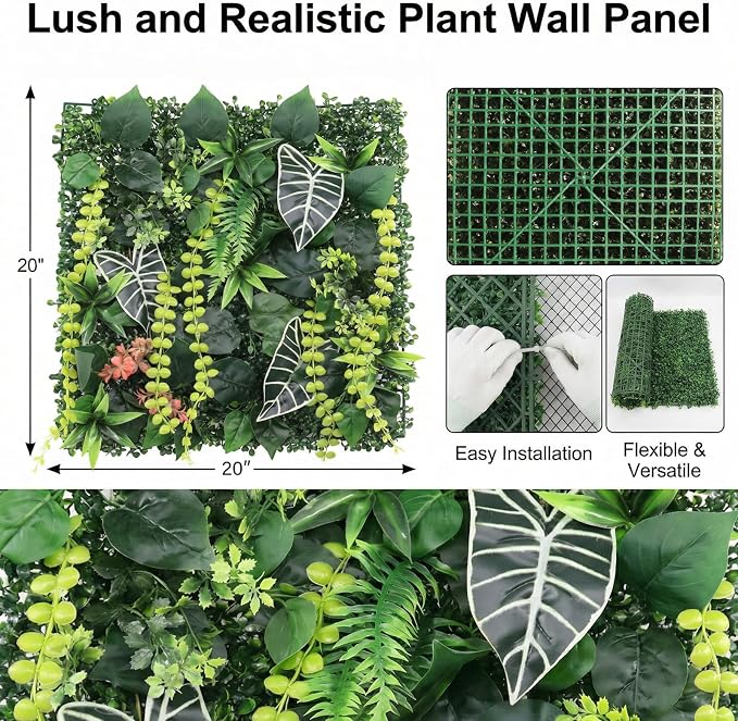8 Pack 20"x20"Grass Wall Panels-Artificial Boxwood Panels - Image 2