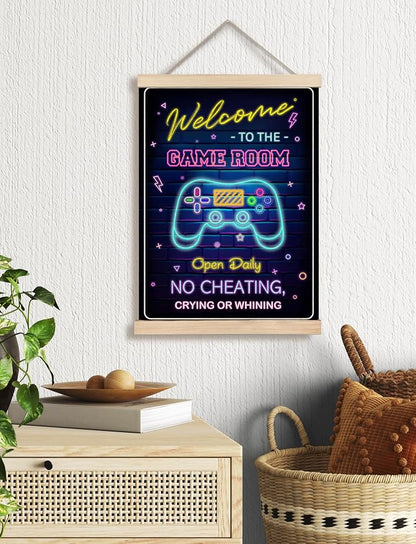 Foritho Neon Welcome to the Game Room Sign Poster Wall Art Framed, Cool Gaming - Image 2