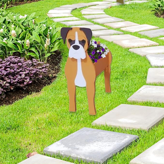 Boxer Dog Planter Plant Pots,Cute Garden Dog Flower Planter,Dog Planters Birthday Gifts for Women,Office,Indoor/Outdoor Decor（9.45 * 8.54 * 13.23in）