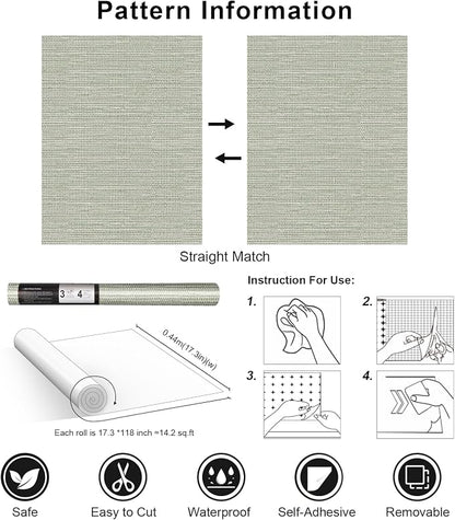 Simon&Siff Textured Grasscloth Peel and Stick Wallpaper 17.7"x118" Neutral Faux - Image 8