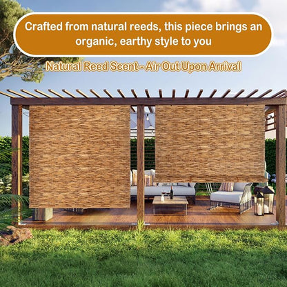 DoubleFill 3 Pcs Bamboo Shades Outdoor Reed Roll Up Blinds 72" W x 72" H - Image 4