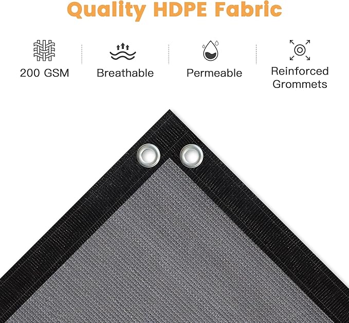 VICLLAX Shade Fabric Sun Shade Cloth with Every 2 FT Grommets for Patio Garden Pergola Cover Canopy 3x9 FT, Grey