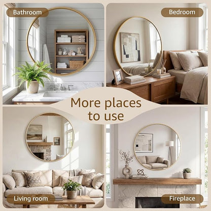 DUMOS 24 Inch Round Wall Mirror, Bathroom Mirror - Image 6