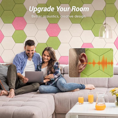 12 Pack High Density Hexagon Acoustic Panels, TONOR 12"x 10"x 0.4" Soundproof - Image 3