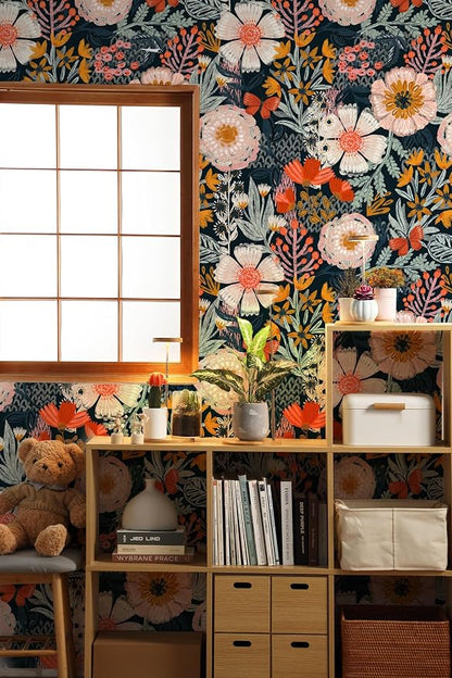 HAOKHOME Boho Peel and Stick Wallpaper Floral Wall Paper Removable - Image 2