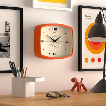 JONES CLOCKS® Movie wall Clock | Retro Rectangular Clock | 10 inch | Orange | - Image 5