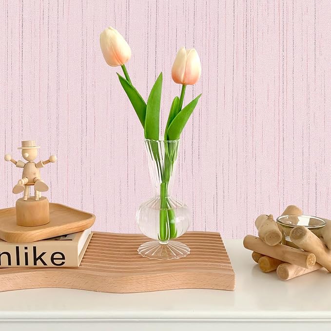 Pink Grasscloth Peel and Stick Wallpaper Vintage Texture Removable Waterproof - Image 9