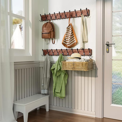 SKOLOO Rustic Large Coat Rack Wall Mount-38.6'' Long Coat Rack - Image 3
