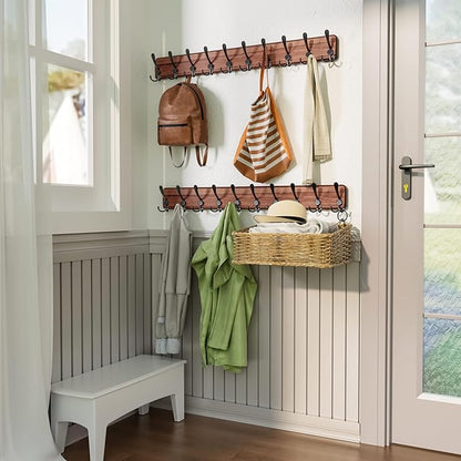 SKOLOO Rustic Large Coat Rack Wall Mount-38.6'' Long Coat Rack - Image 3